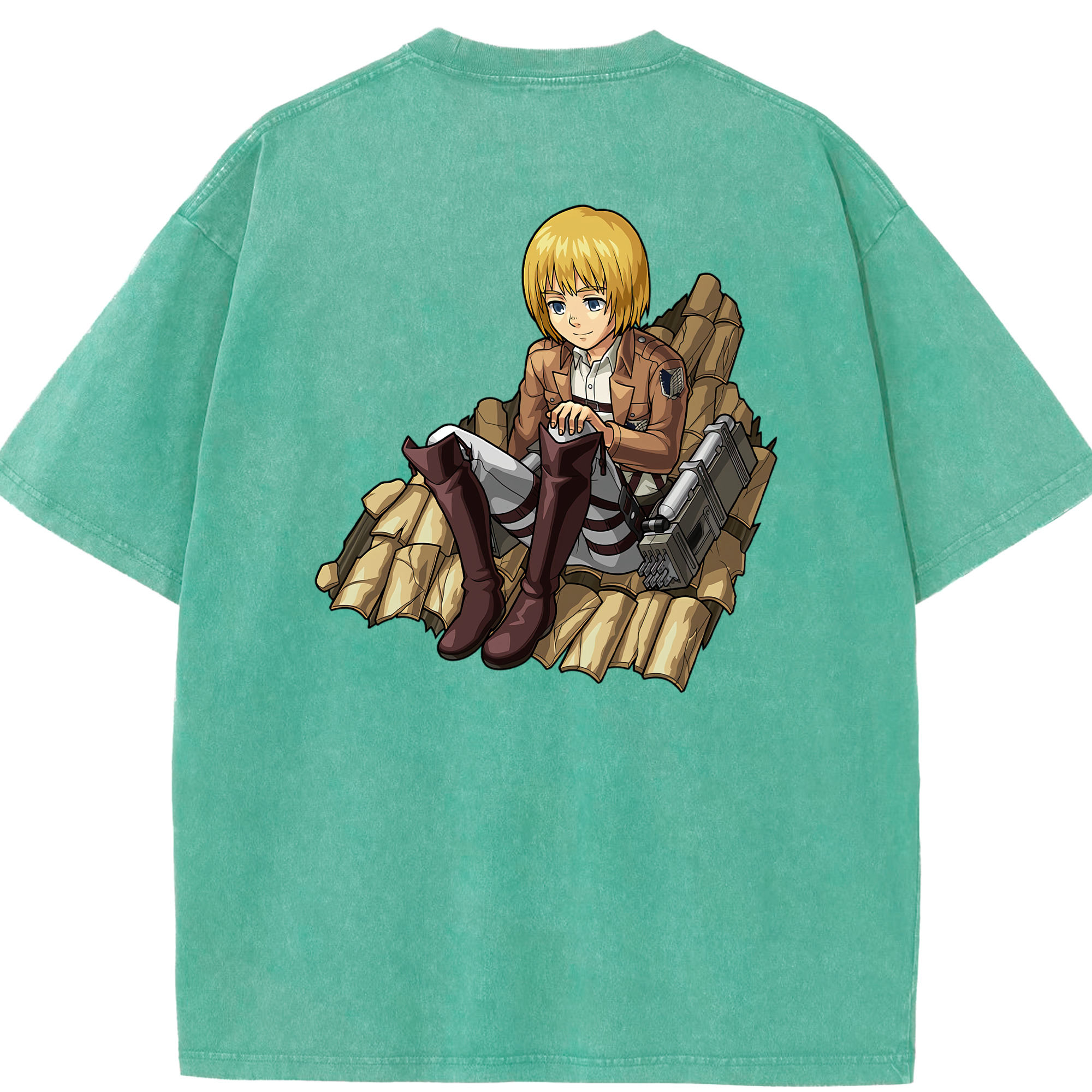 （画像用） 進撃の巨人 アルミン·アルレルト Attack on Titan Armin Arlert 綿100% ヴィンテージ風 半袖Tシャツ（背面プリント）